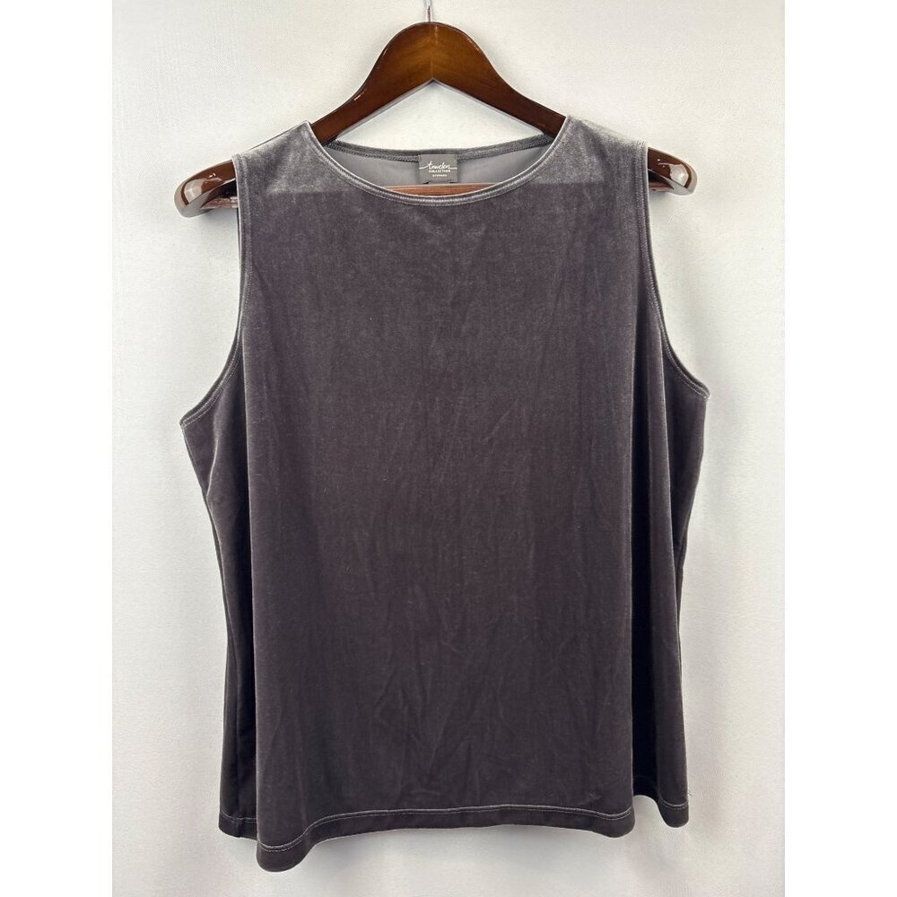 Women’s Chico’s 1XL Grey Velvet Sleeveless Blouse